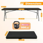 FDW 8FT Folding Table, Portable Fold-in-Half Plastic Picnic Party Table - Image 3