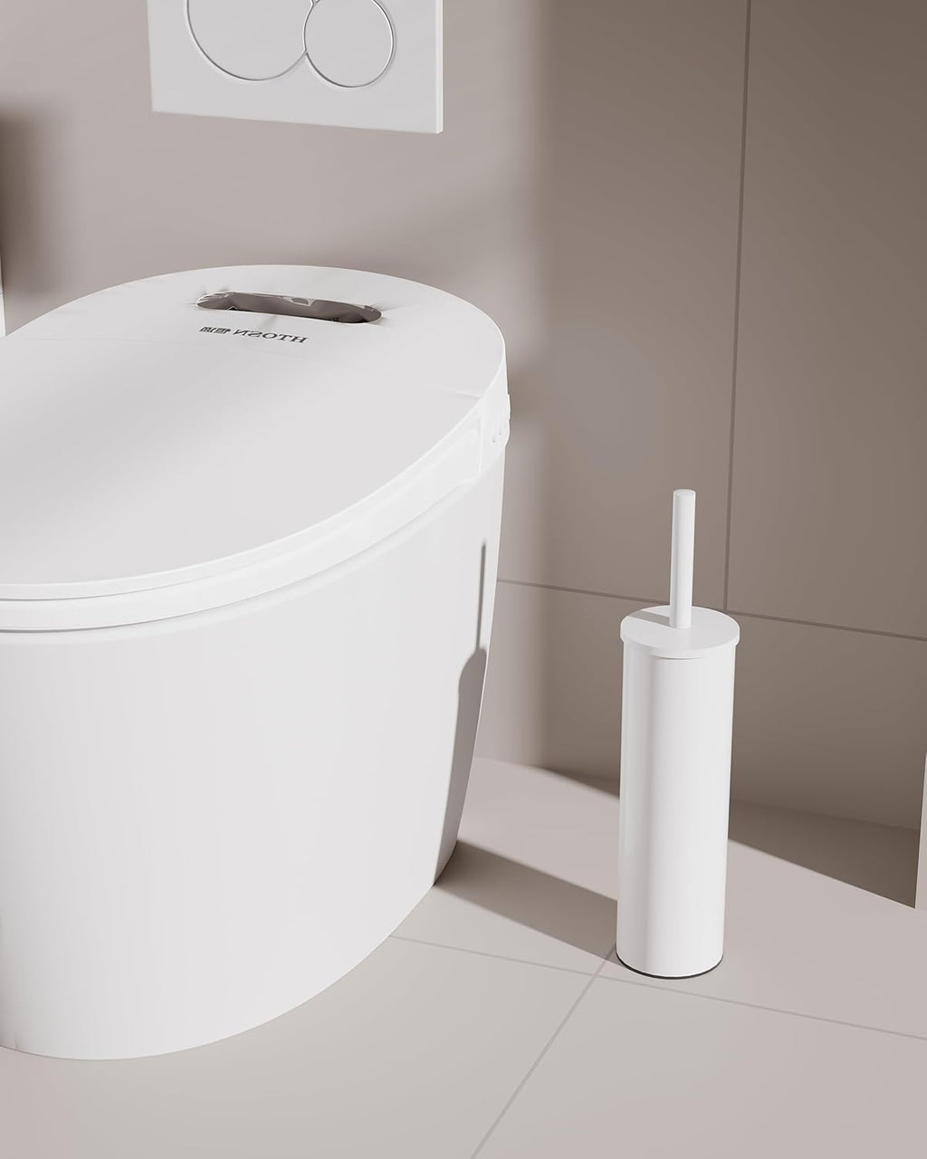 Toilet Brush and Holder Set, 2 Pack Stainless Steel Toilet Bowl Brush with Lid, Rust Proof Toilet Cleaner Brush with Caddy, Durable Bristles, Splash Proof, Ideal for Bathroom（White）