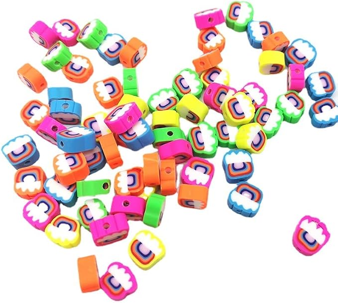 100pcs Colorful Rainbow Polymer Clay Spacer Beads - Image 4