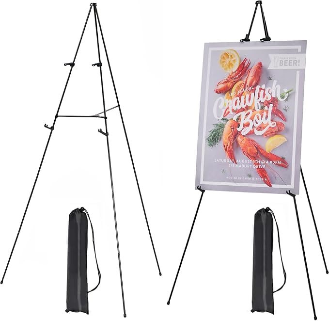 MEEDEN 2 Pcs Easel Stand for Painting and Display: 63" Art Metal Easel Sign by MEEDEN
