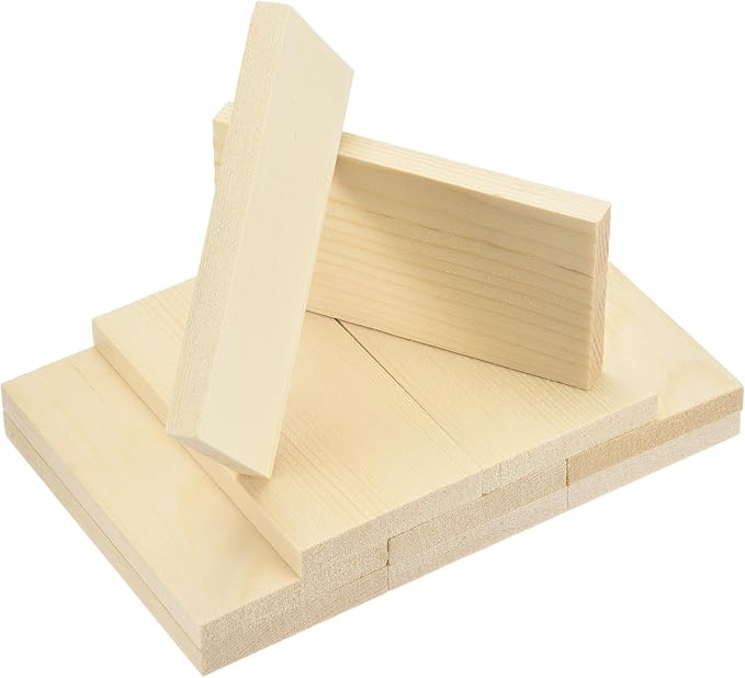 MECCANIXITY 10Pcs Wood Strips Slats, 11/32" x 2" x 4" Thin Wood Sticks Flat by MECCANIXITY