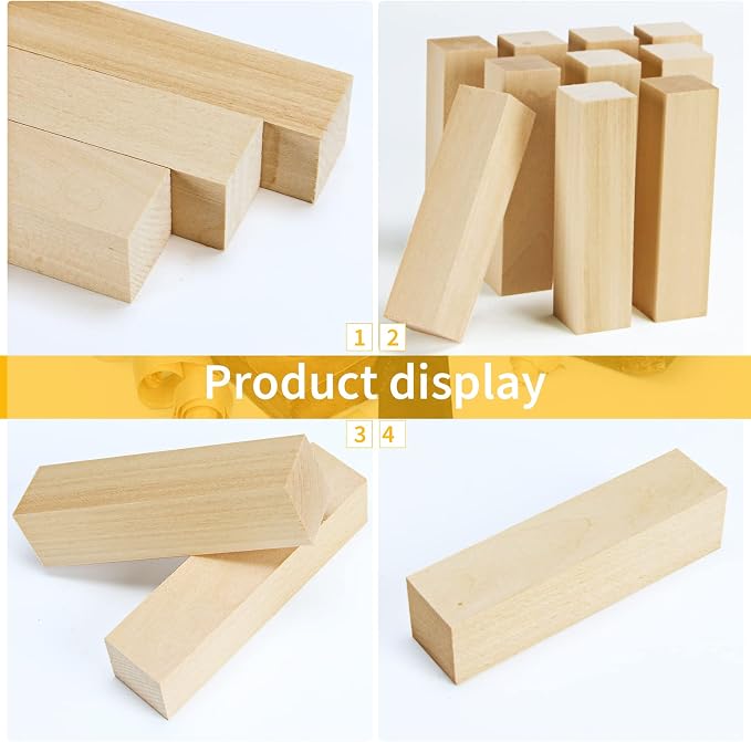 10 Pack Basswood Carving Blocks, Unfinished Wood Whittling Blocks - Image 3