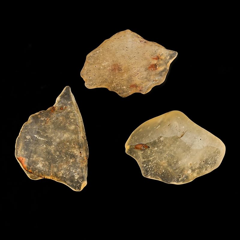 ColouredRocks 3pcs Libyan Desert Glass, Raw Golden Tektite Crystals, Loose - Image 4