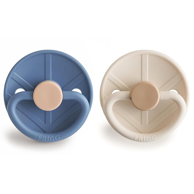 FRIGG Little Viking SilkySoft Silicone Baby Pacifier 2-Pack | Made in Denmark | BPA-Free (Ocean View/Cream, 0-6 Months)