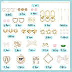 SUNNYCLUE 1 Box 156Pcs DIY 8 Sets Keychain Making Kit Bows Key Chain Charm Bead - Image 2