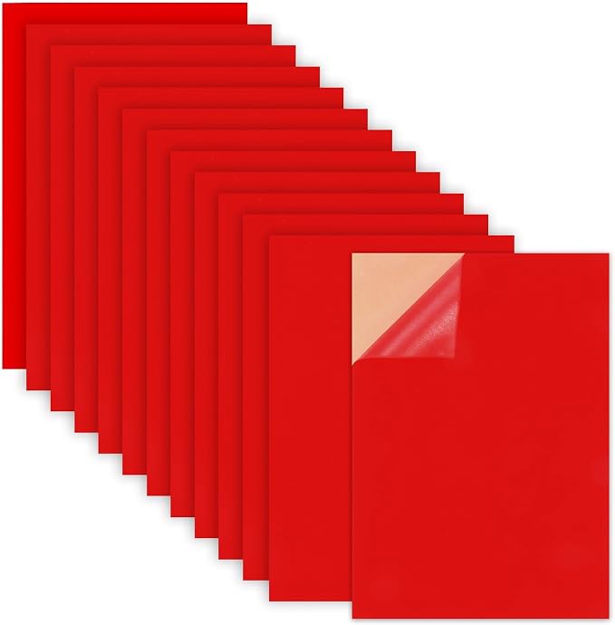 Caydo 12 Pieces Red Self Adhesive Felt Sheets, Adhesive Felt Sheet A4 Size | by Caydo