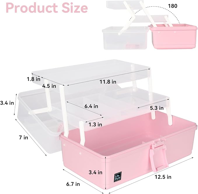 WEWLINE Hair Accessories Organizer 13-Inch Art Supply Bin Sewing Box 3-Layers - Image 4