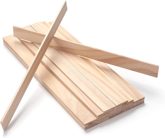 Wooden Dowels for Crafts, Wood Trim Wood Strips Slats for Wall 1/8" × 1" × 12" by Coowayze