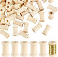 PH PandaHall 100pcs Natural Wood Spool, Unfinished Wooden Empty Thread Spool by PHPandaHall