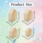 8Pcs 4 Sizes Birch Wood House Blocks, Dual Arrow Cutout Trays, Unfinished - Image 2