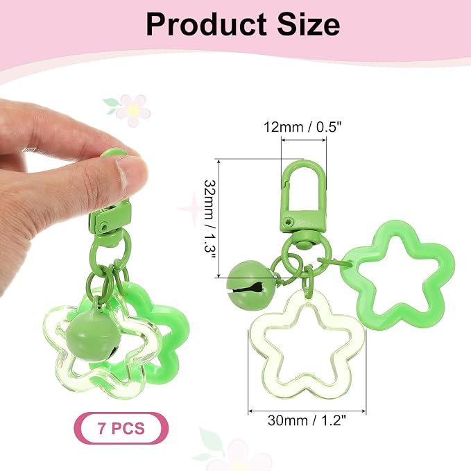 PATIKIL Star Keychain, Candy Color Acrylic Pentagram Keychain Stars Charms Bell - Image 2