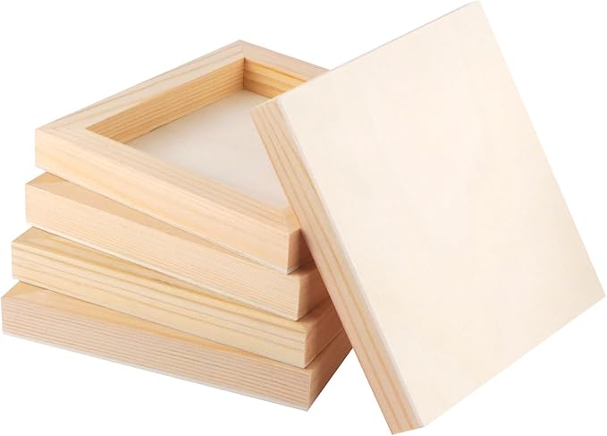 FSWCCK 5 Pack 6 x 6 inch Wood Panel Boards, Unfinished Wood Canvas Panels by FSWCCK