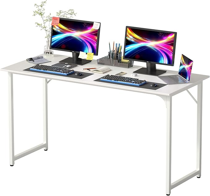 PayLessHere | 55 Inch Computer Desk | White | Office Desk by PayLessHere