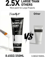 JusArt Titanium White Acrylic Paint, 8.45oz/250ml Large Tube, Heavy Body | High - Image 2