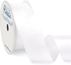 Ribbli White Double Faced Satin Wired Ribbon 1.5 Inch Christmas Ribbon by Ribbli