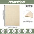 4 Pack Plywood Sheets, 11.8" x 17.1"x 5/64" Basswood Sheets | 2mm Basswood - Image 2