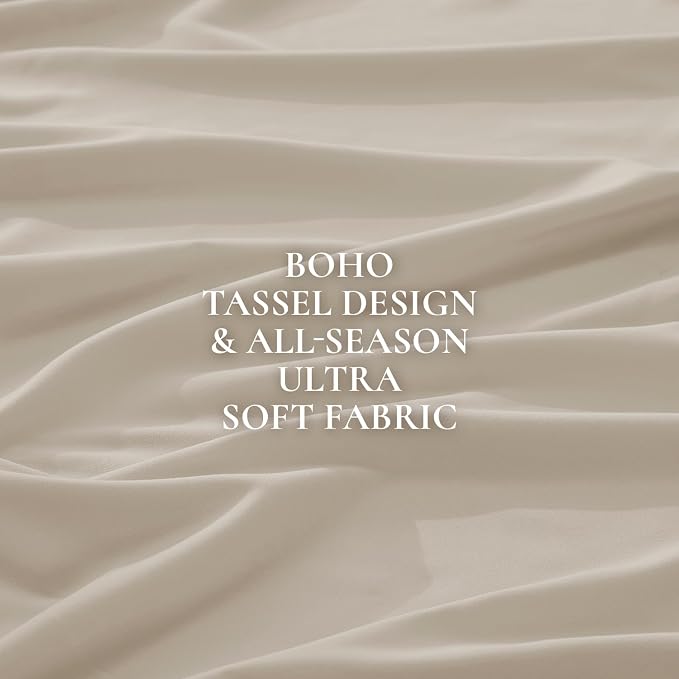 Andency Comforter Oversized King Oatmeal 120x98, 3 Pieces Boho Winter - Image 9