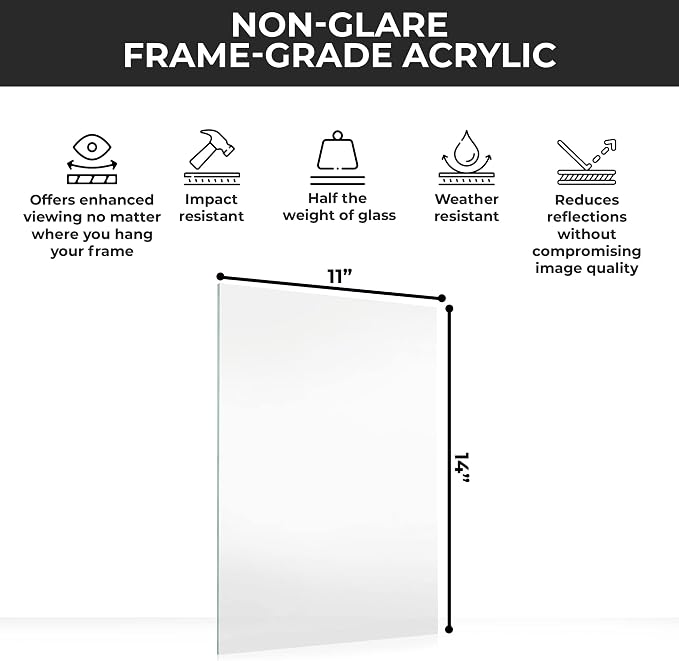 11x14 Non-Glare Acrylic Sheet Frame Replacement, UV Resistant Picture Cover | - Image 3