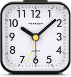 Peakeep Small Battery Operated Analog Travel Alarm Clock Silent No Ticking by PEAKEEP