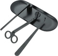 4 in 1 Candle Accessory Set with Storage Tray Plate, Candle Wick Trimmer, Candle Wick Snuffer, Candle Wick Dipper (Black)