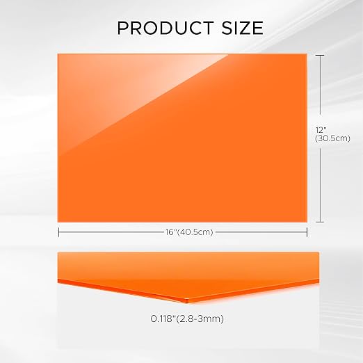 Orange Acrylic Sheet 12" x 16" x 1/8" Thick, ALCCIFI 2 Pack Opaque Glossy Cast - Image 3