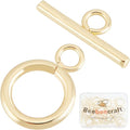 Beebeecraft 15 Sets 18K Gold Plated Toggle Jewelry Clasps Connectors Round Ring by Beebeecraft