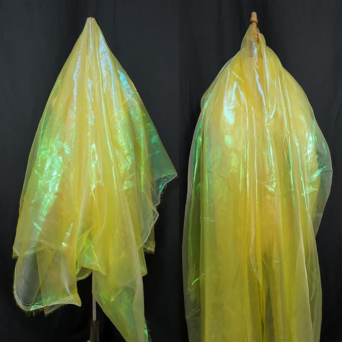 Yellow Iridescent Organza Fabric - Image 2