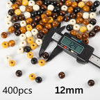 400pcs 12mm Large Wooden Beads for Crafts, Big Hole Natural Wood Beads Bulk - Image 2