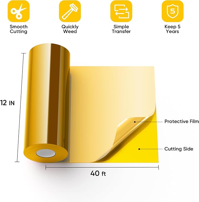 Gold Permanent Vinyl for Cricut Cutting Machine, Waterproof, Durable Chrome - Image 4