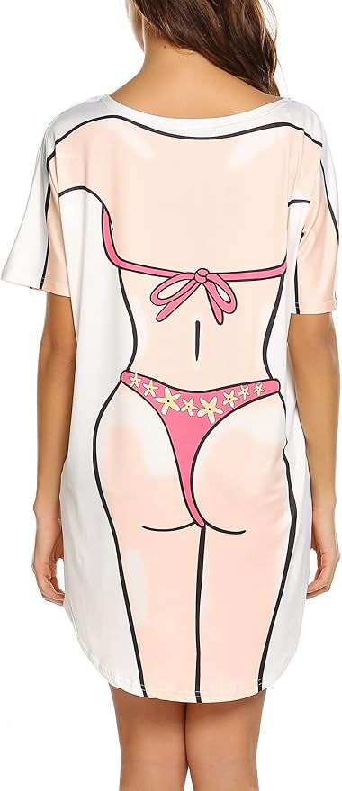 Ekouaer Women's Bikini Shirt Cover Up Short Sleeve Cute Bikini Print Cover-Up - Image 3