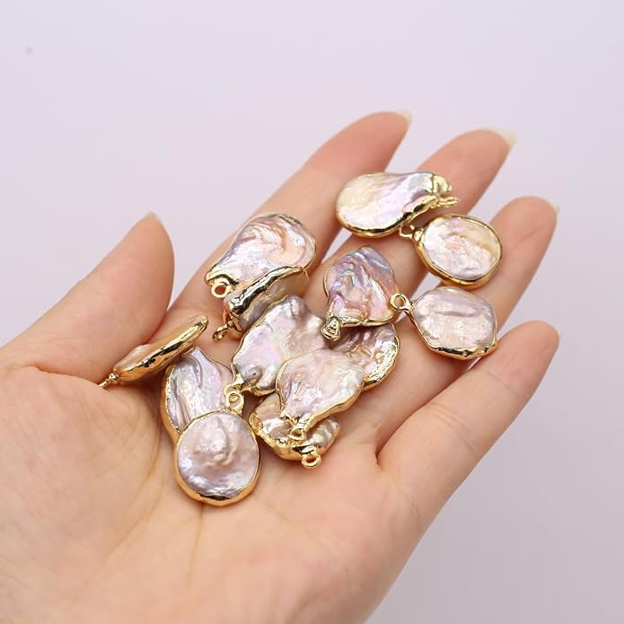 5 Pcs Natural Pearl Pendants Irregular Freshwater Pearl Pendant Charms - Image 2
