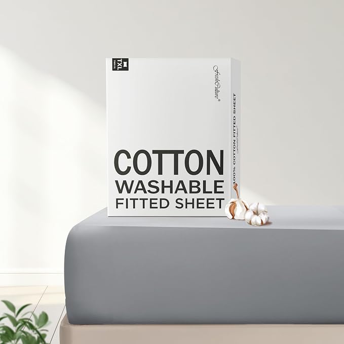 FreshCulture Pure Cotton Fitted Sheets Twin XL Size, 300 Thread Count Percale by FreshCulture