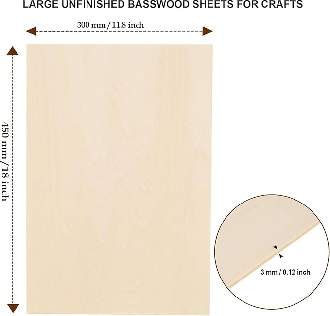 36 Pack Basswood Sheets for Crafts 12"x18"x1/8", 3mm Thick Plywood Sheets Board - Image 2