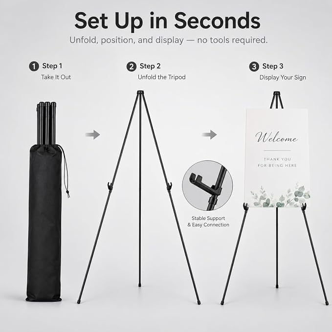 RRFTOK 63 Inch Easel Stand for Sign, Poster Stand and Wedding Sign | - Image 9