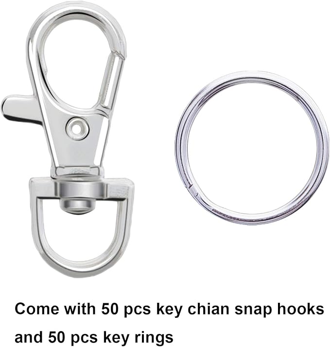 Metal Swivel Lanyard Snap Hooks and Split Key Rings Chain Hook Keychain - Image 2