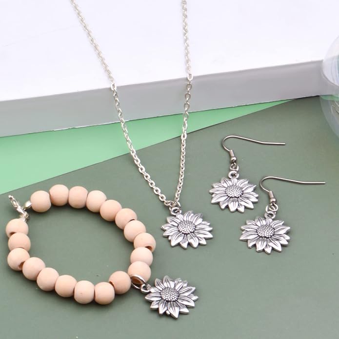 BronaGrand 60pcs Sunflower Pendant Charms Alloy Sunflower Bead Charms Flower - Image 7