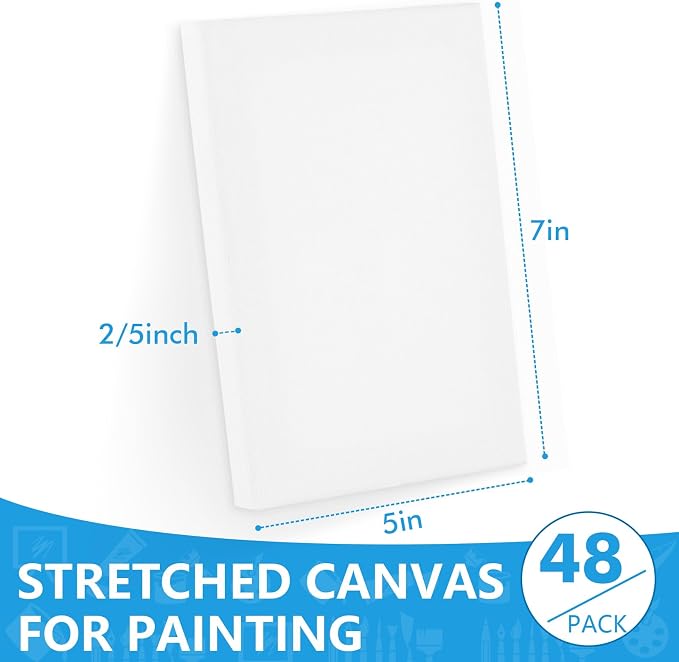 ESRICH Stretched Canvas for Painting 5x7, 48 Pack Small Canvases for Painting - Image 2