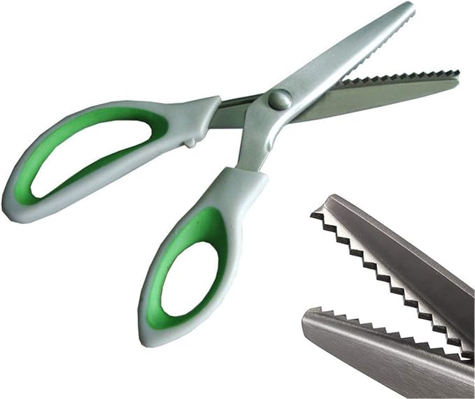 JISTL Green Pinking Shears Comfort Grips Crafts Zig Zag Cut Sewing Scissors by JISTL