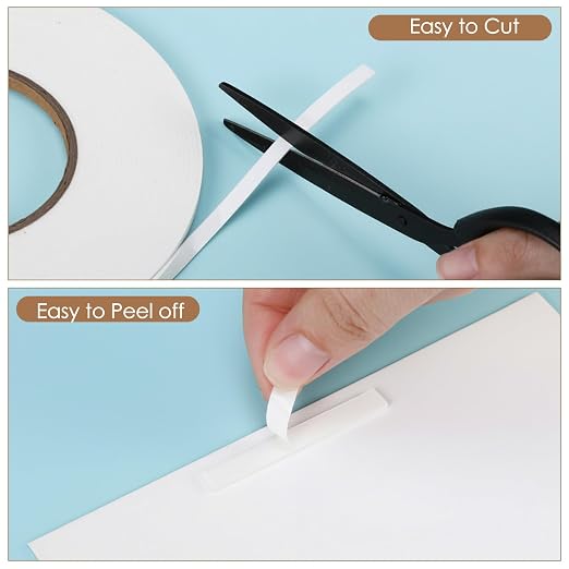 Tatuo 2 Rolls Double Sided Foam Tape PE Foam Tape Sponge Soft Mounting Adhesive - Image 4