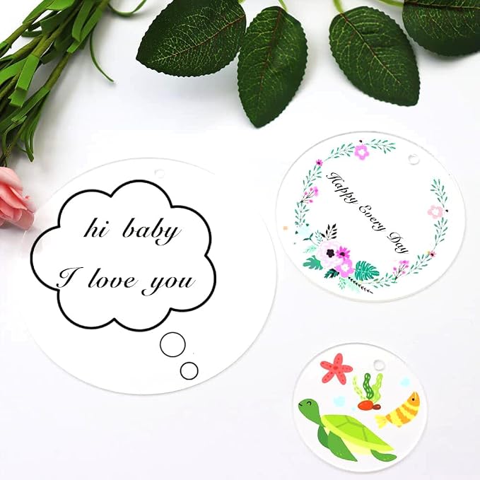 32 Pcs 2.5Inch White Acrylic Keychain Blanks Ornament Blanks - Image 3