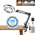 10X Magnifying Glass with Light and Clamp, Real Glass Lens, Adjustable Swing Arm - Image 2