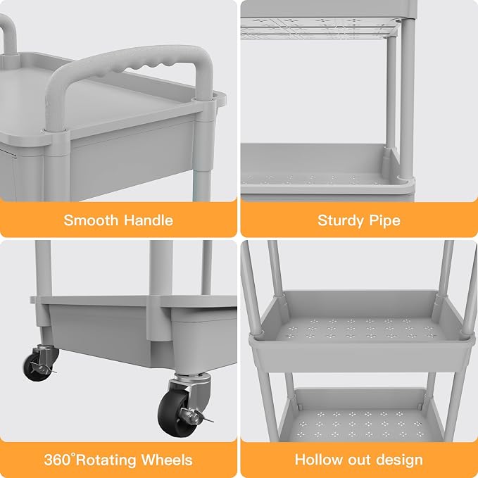 3 Tier Rolling Utility Cart - Image 2