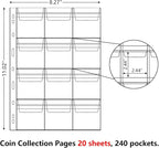MUQING 240 Pockets Coin Collection Suppliers, 20 Sheets 12-Pocket Coin Pages - Image 3