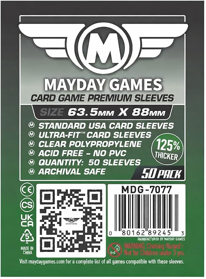 Mayday Games 7077 Clear Premium Card Sleeves 63.5x88 mm by MAYDAYGAMES
