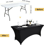 2-Pack 6ft Black Spandex Table Covers - Image 7