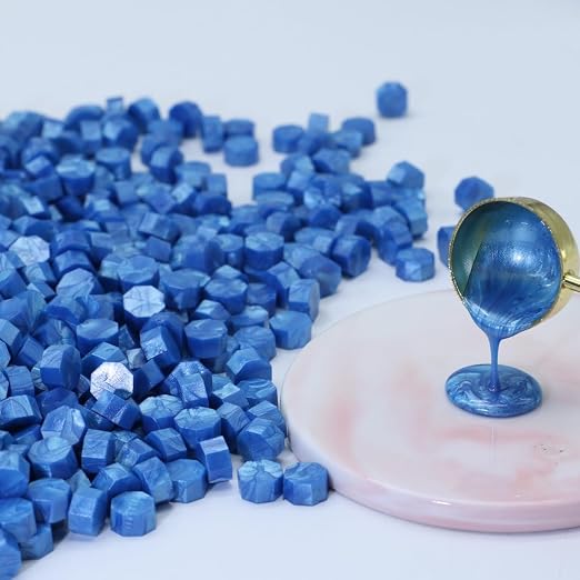 300 Pcs Wax Seal Beads, Sky Blue Sealing Wax Beads, Refilling Octagon Wax - Image 2