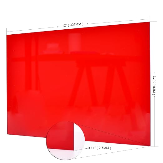 6 PCS Red Transparent Cast Acrylic Sheets 8" x 12" x 0.118", Plexiglass Plastic - Image 5