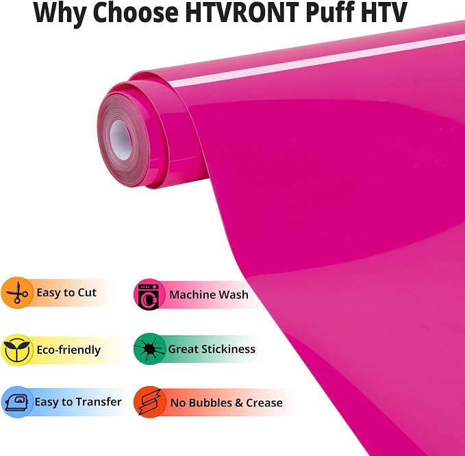 HTVRONT Puff Vinyl Heat Transfer, Puff Iron on Vinyl - Image 3