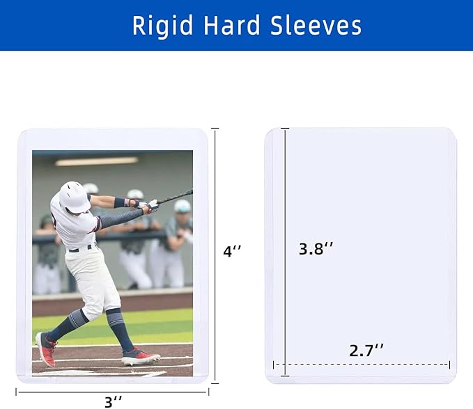 100 Card Sleeves Hard Plastic, Arjiekwei 3"X 4" Baseball Cards Protectors - Image 4
