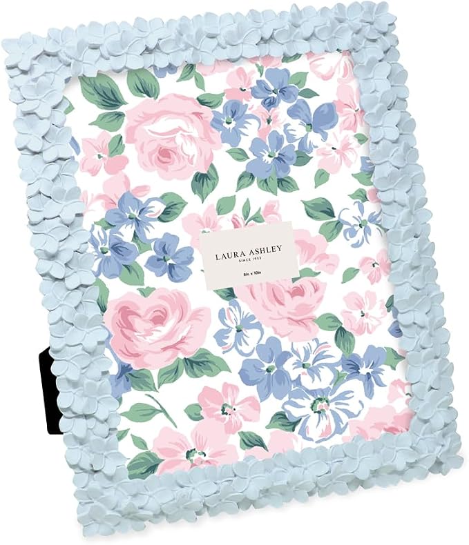 Laura Ashley 8x10 Powder Blue Flower Textured Hand-Crafted Resin Picture Frame by Unknown